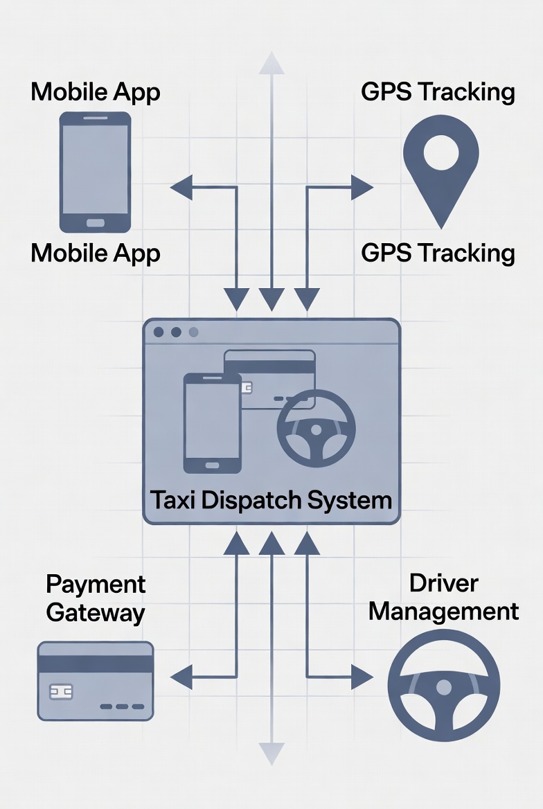 Taxi dispatch integration diagram